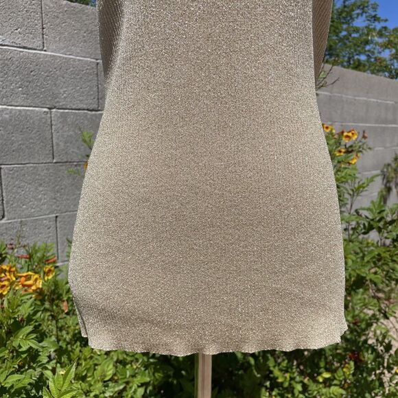 INC Gold Shimmer Tank Top Large Gold Sparkle Sheen Going Out Tank Top Large INC - Picture 6 of 15